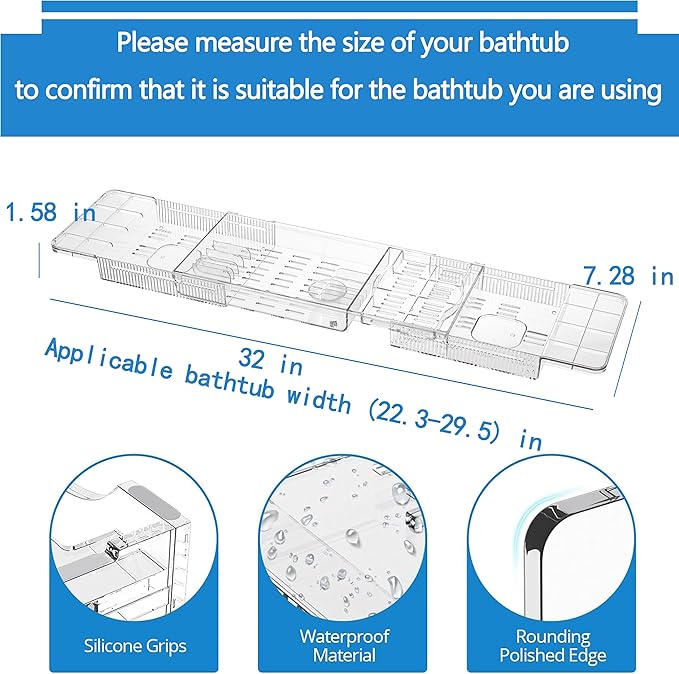 Expandable Bathtub Tray, Luxury Bathtub & Bathroom Accessories - Image 2