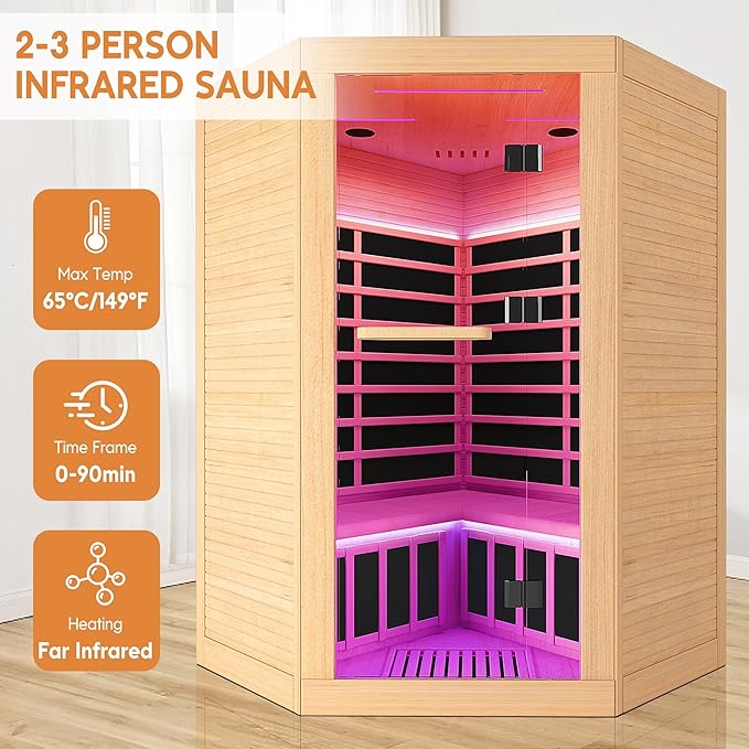 OUTEXER 2-3 Person Sauna Corner Sauna Far Infrared Saunas Room Home Canadian - Image 2