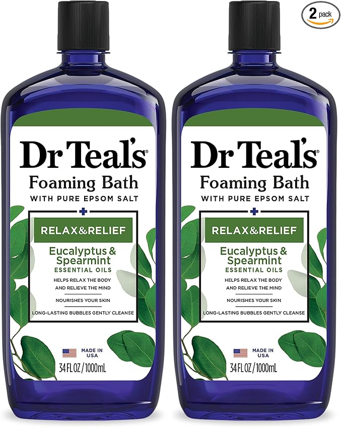 Dr Teal's Foaming Bath with Pure Epsom Salt, Relax & Relief with Eucalyptus & by DrTeals
