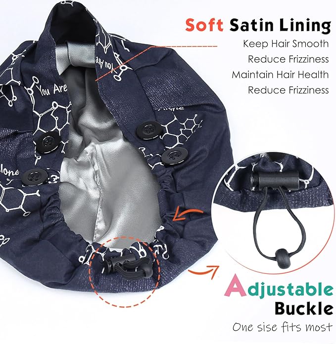 2 Pack Satin Lined Bouffant Scrub Caps - Image 3