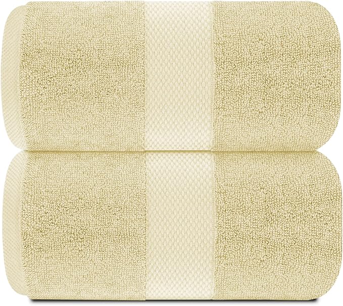 White Classic Luxury Soft Beige Bath Sheet Towels - Image 2