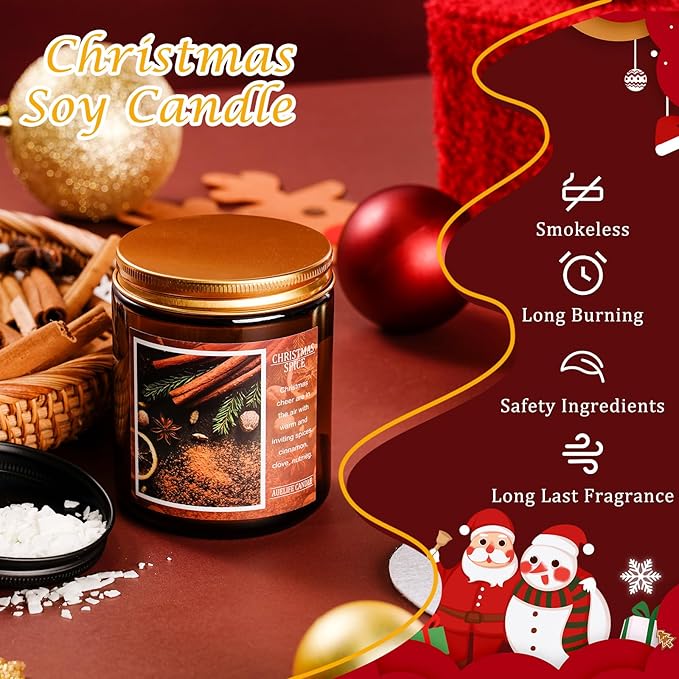Christmas Candles | Christmas Wishes Scented Candle, Holiday Soy Wax Candles - Image 5