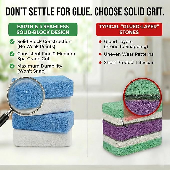 Earth & I Pumice Stone for Feet – 2-Pack Callus Remover | Coarse + Fine - Image 3