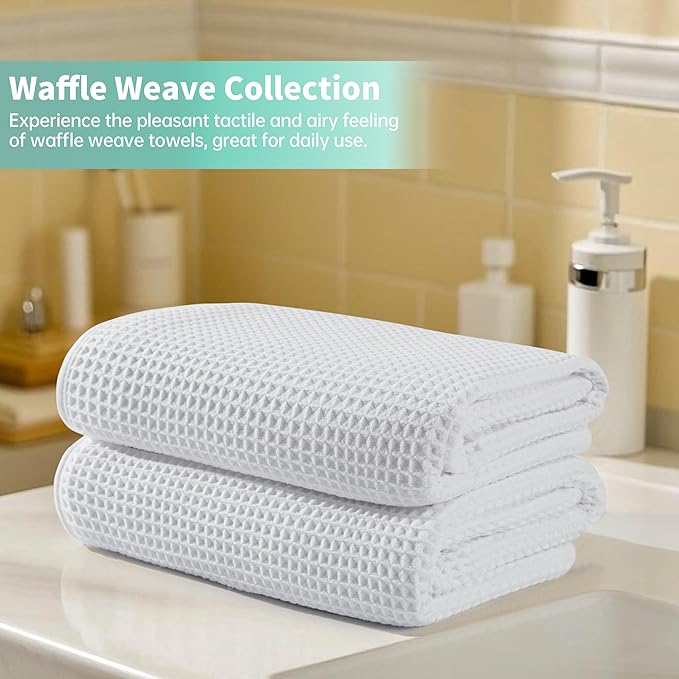 MICROFI New Microfiber Waffle Bath Towels, 2 Pieces, Fast Drying, Lint Free 430 - Image 6