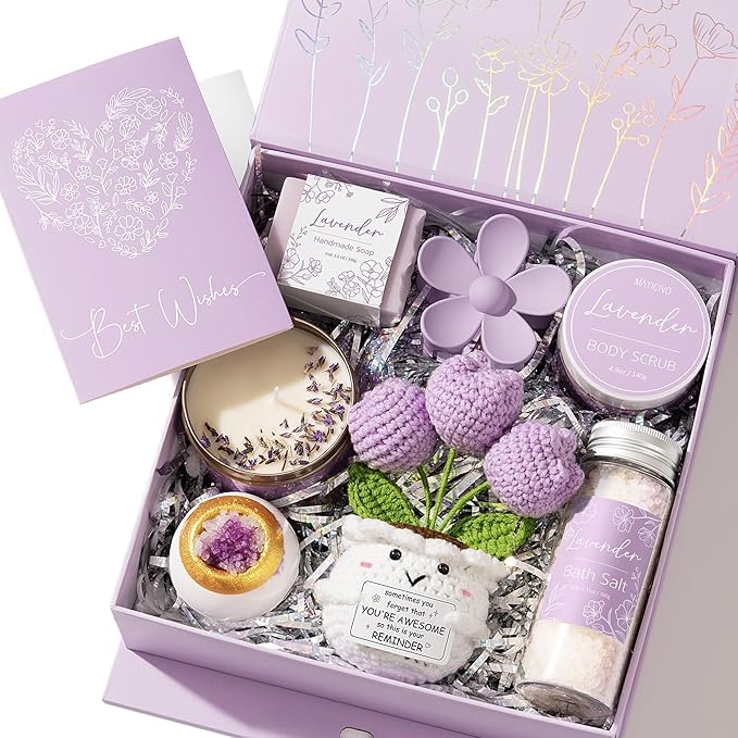Spa Gifts for Women Bath Gift Set, Lavender Relaxing Spa Gift Baskets Home Bath by MAYICIVO