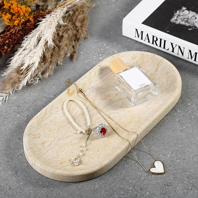 Koville Natural Marble Tray for Home Decor, Stone Perfume Organizer Jewelry - Image 5