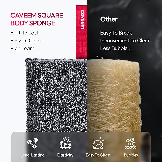 Caveem Exfoliating Body Scrubber, Rough Exfoliation Body Exfoliator Sponge - Image 5