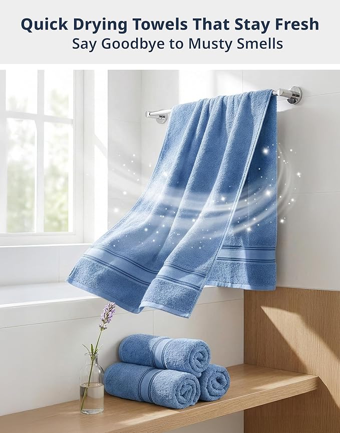 LANE LINEN 100% Cotton 4 Pack Bath Towels - Image 7