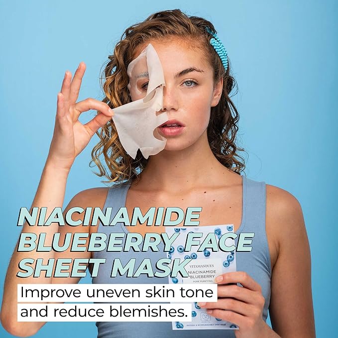 Vitamasques Niacinamide Blueberry Face Sheet Mask 7 Pack - Image 2