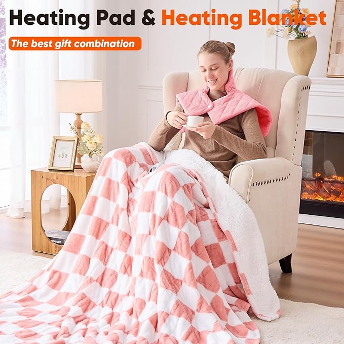 Pink Weighted Heating Pad for Neck Shoulders and Back, Mothers Day Gifts for - Image 8