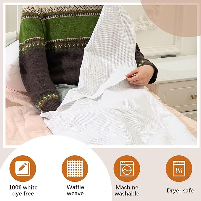 Juexica 2 Pack 70" x 30" Sauna Blanket Insert Towel Cotton Soft Waffle - Image 4