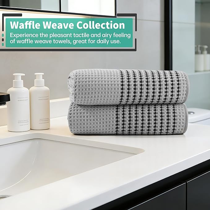 MICROFI New Microfiber Waffle Bath Towels, 2 Pieces, Fast Drying, Lint Free 430 - Image 6