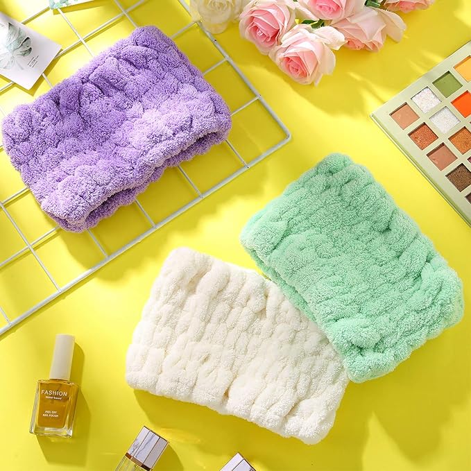 WILLBOND 6 Pieces Extra Wide Band 5 Inch Spa Facial Microfiber Headband Elastic - Image 3
