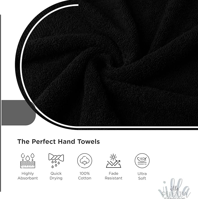 100% Cotton Hand Towel Set of 4, Sustainable, Highly Absorbent, Quick Drying - Image 3
