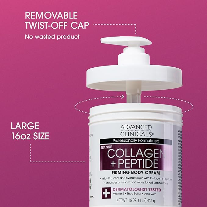 Advanced Clinicals Collagen Peptides Body Lotion & Face Moisturizer | Peptide - Image 3