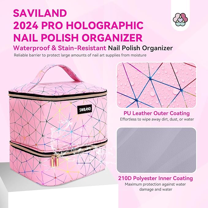SAVILAND Nail Polish Organizer Bag: PU Leather Nail Polish Storage Organizer - Image 5