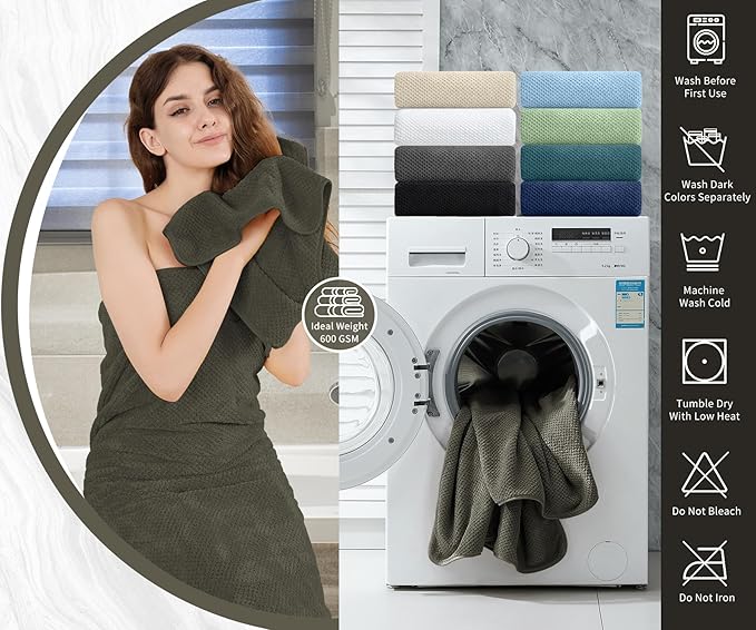 8 Piece Bathroom Towel Set Brown |2 Oversized Large Bath Towels Sheet, 2 Hand - Image 5
