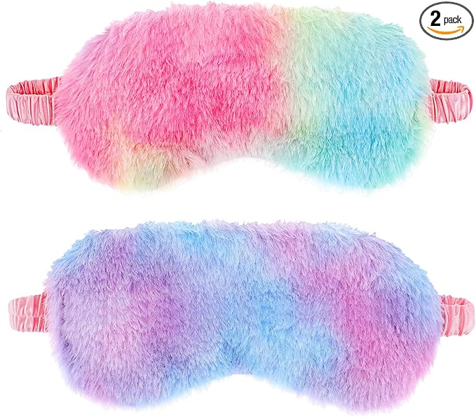 2 Pack Plush Sleeping Eye Mask Soft Plush Eye Mask Fuffy Eye Cover Comfortable by WY+LIGHTING+LEVEL