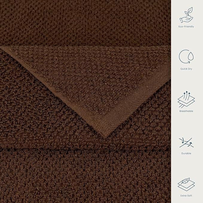 CASA COPENHAGEN EcoPop 6Pcs 100% Cotton Large Designer Towels Gift Set- Toffee - Image 6