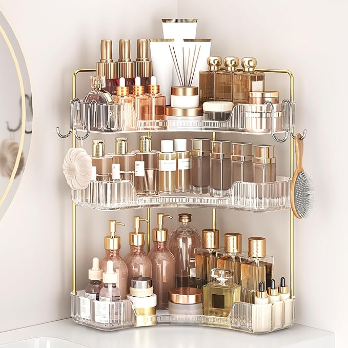 Corner Bathroom Counter Organizer 3-Tier Bathroom Organizer Countertop by Kinkota