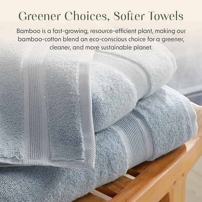 Springtree Home Luxury Bamboo Rayon Bath Towel Set 6 Piece Set | 35% Bamboo - Image 6