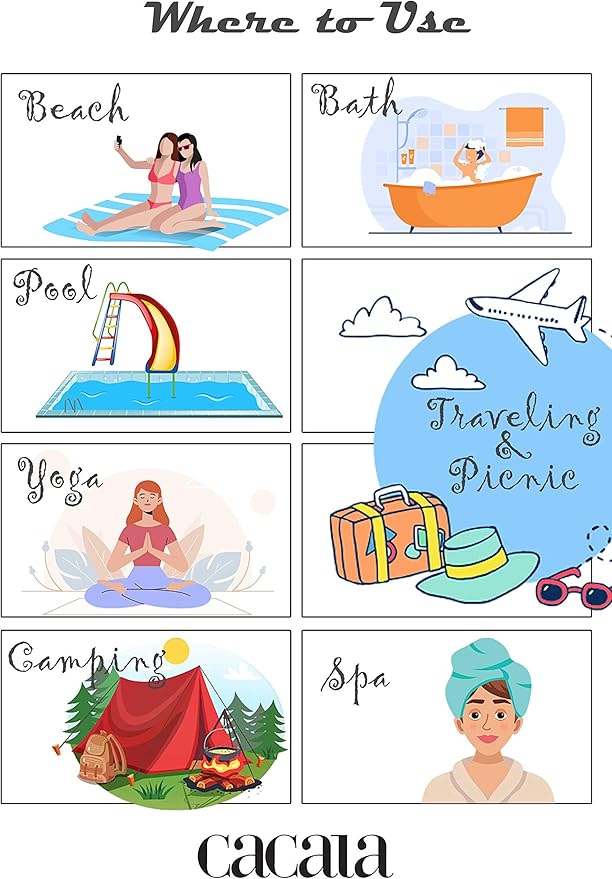Cacala Lightweight and Thin Turkish Beach Towel 100% Cotton Sand-Free and - Image 7