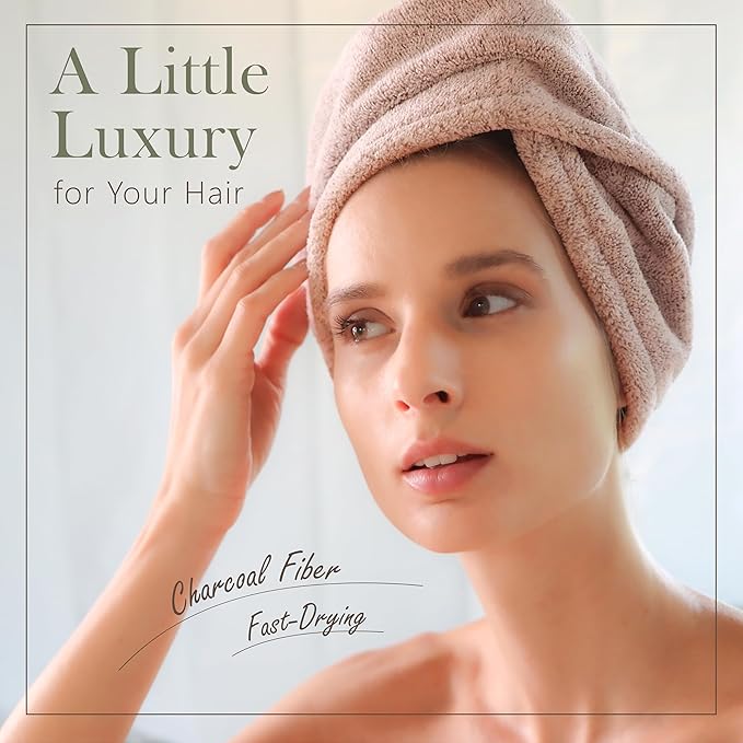 myHomeBody Hair Towel Wrap, Luxury Quick Drying Turban, Ultra Soft Absorbent - Image 2