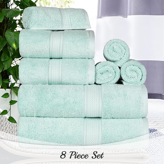 SUPERIOR Egyptian Cotton Pile 8 Piece Towel Set, Includes 2 Bath, 2 Hand - Image 3