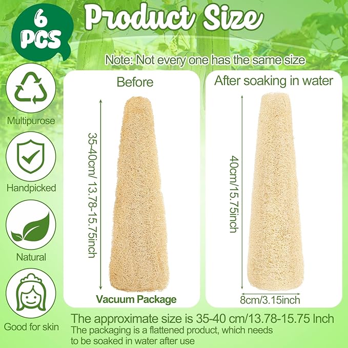 6 Pack Natural Loofah Sponge 15.7 Inch - Image 7