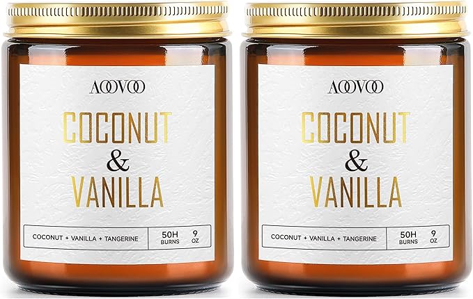 AOOVOO Coconut Vanilla Candles - 9 oz Scented Candles by AOOVOO