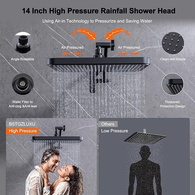 Black Large High Pressure Filtered Shower Head - Image 6