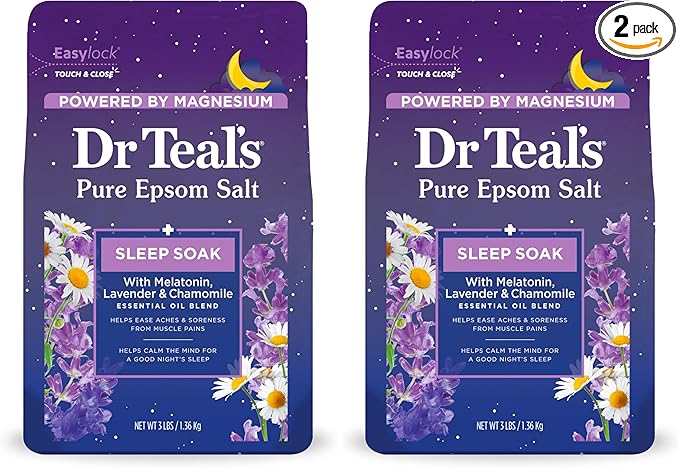 Dr Teal's Epsom Salt Soak, Lavender & Chamomile, 3 lbs | Pack of 2 | Sleep by DrTeals