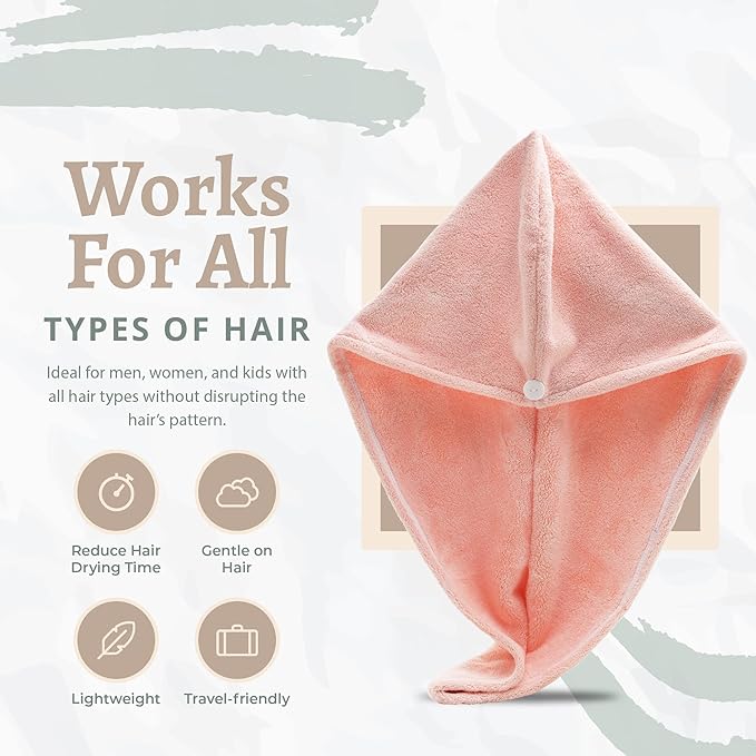 Microfiber Hair Towel Wrap, Hair Turban Towel Super Absorbent Twist Turban Dry - Image 3