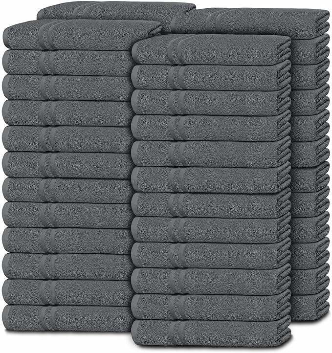 Wealuxe Dark Gray Washcloths 48 Pack by WhiteClassic