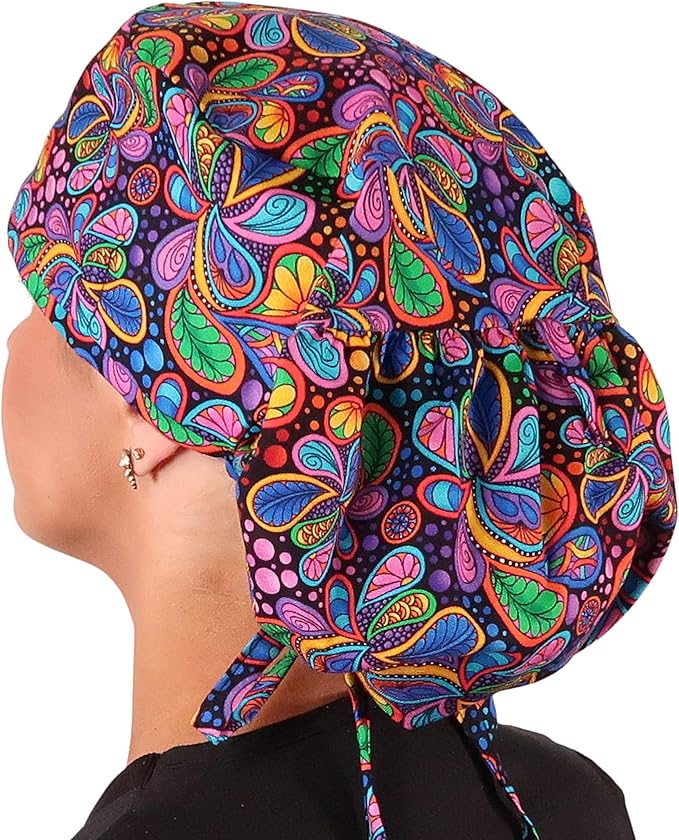 Sparkling EARTH Big Hair Ponytail Classic Surgical Style Scrub Working Cap - Image 4