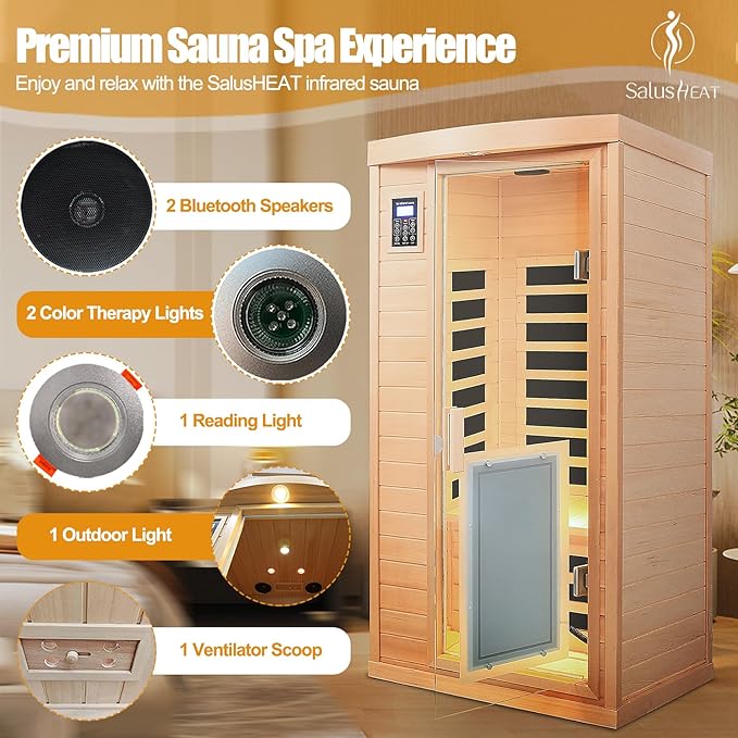 Far Infrared Sauna 1 Person Infrared Home Sauna Room 0-5mG Utra Low EMF Home - Image 4