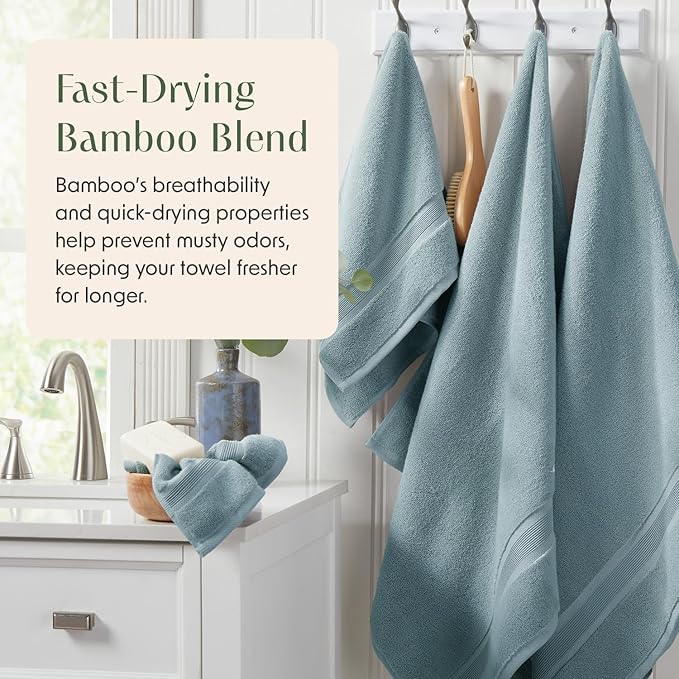 Springtree Home Luxury Bamboo Rayon Bath Towel Set 6 Piece Set | 35% Bamboo - Image 4