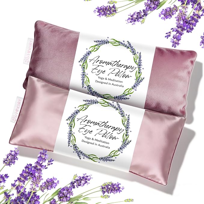 Weighted Eye Mask for Sleep, Meditation, Lavender Eye Pillow Heated for Headache by HIhealer