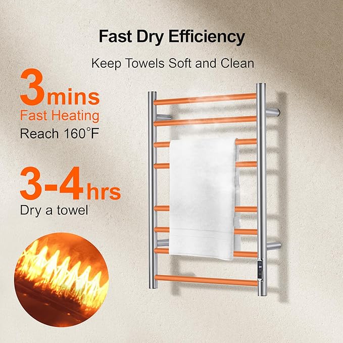 Towel Warmer Bathroom Wall Mounted Drying Rack Plug-in Electric Heated Towel - Image 5