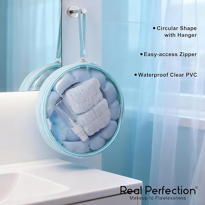 Real Perfection Spa Headband for Washing Face, Skincare Headband Wristband Set - Image 8