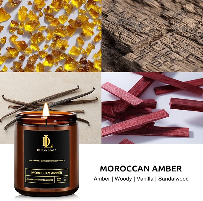 Scented Candles for Men, Moroccan Amber Candle for Home, Soy Wax Candles Gift - Image 2