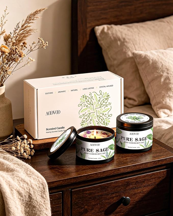 AOOVOO 2 Pack Sage Candles - Image 7