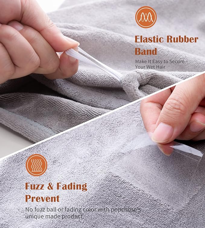 POPCHOSE Microfiber Hair Towel Wrap, 3 Pack Fast Drying Hair Turban, Stocking - Image 7