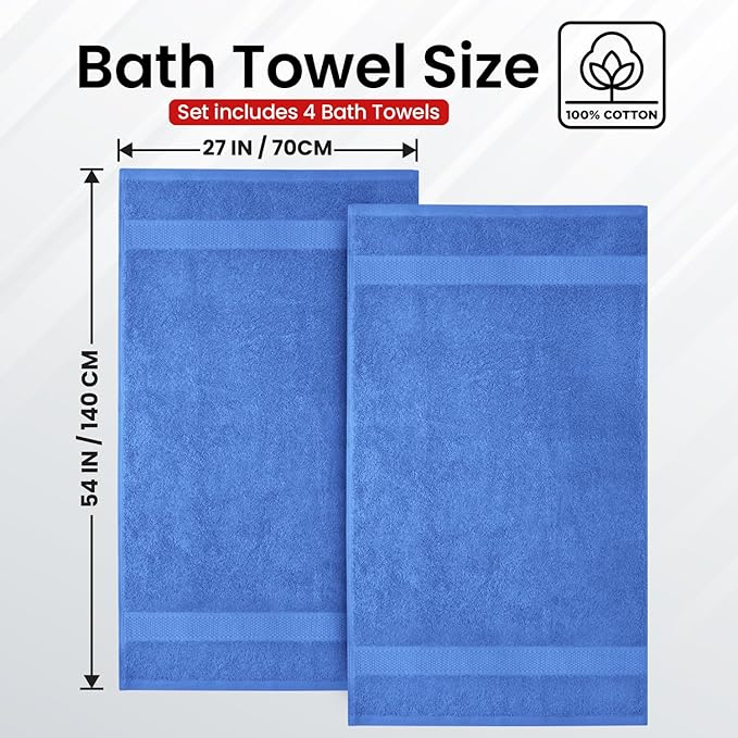 Infinitee Xclusives Luxury 100% Ring-Spun Cotton Bath Towels Set of 4 – Soft - Image 3