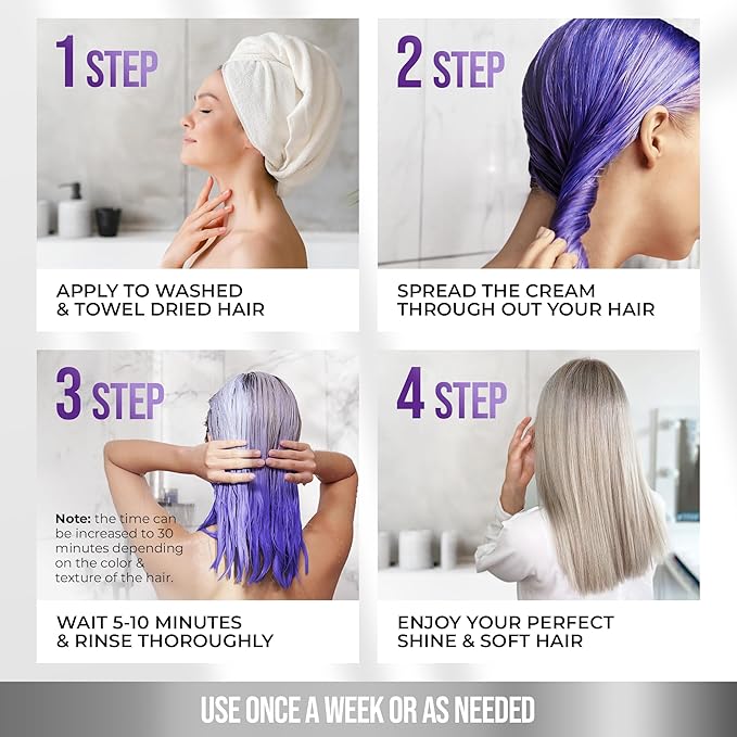 SUNATORIA Purple Hair Mask for Blonde & Bleached Hair, 2-in-1 Keratin Toning - Image 6