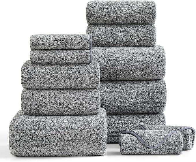 Ultra Soft Bath Towel Set, 12 Piece Family Bathroom Towels Set by BEDDING