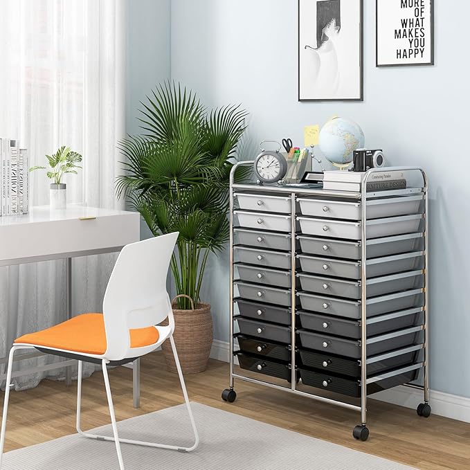 Giantex 20 Drawers Rolling Cart, Mobile Storage Drawer Cart, Classroom - Image 5