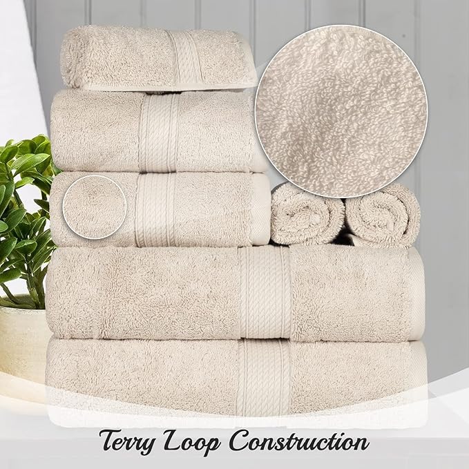 SUPERIOR Egyptian Cotton Pile 8 Piece Towel Set, Includes 2 Bath, 2 Hand - Image 9