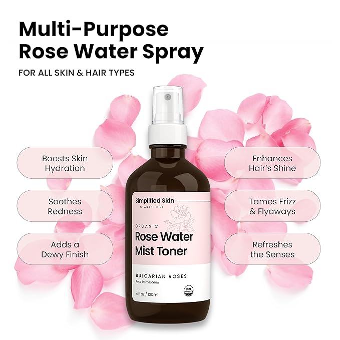 Organic Rose Water Spray for Face & Hair – Pure Rosewater Toner – Refreshing - Image 3