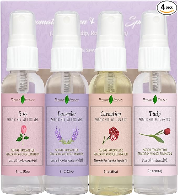 Linen and Room Spray Floral Gift Set, Bathroom Spray or Room Mist by PositiveEssence